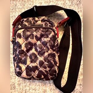 Beautiful MZ Wallace Micro Metro Quilted Nylon Crossbody Animal Print Like New
